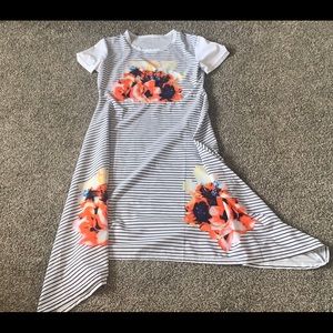 Black, white and floral dress